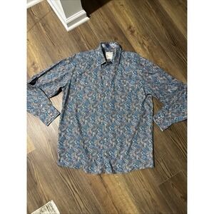 Roper Western Shirt Mens LT Paisley Print Cowboy Pearl Snap Button Long Sleeve